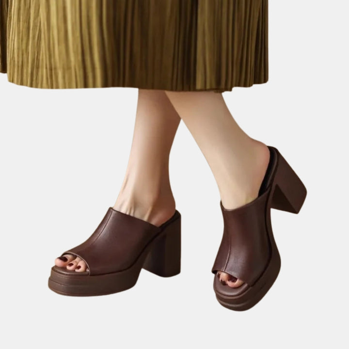 Odelinde | Platform Mule Heels with Open Toe