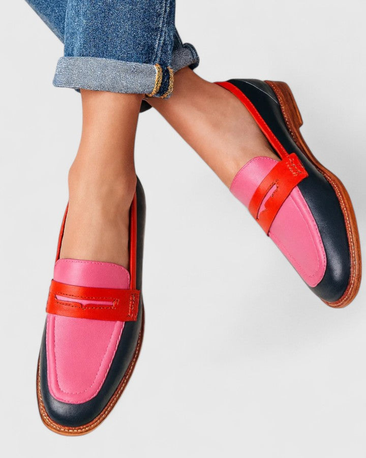 Olivia | Classic Penny Loafers with Colorblock Design