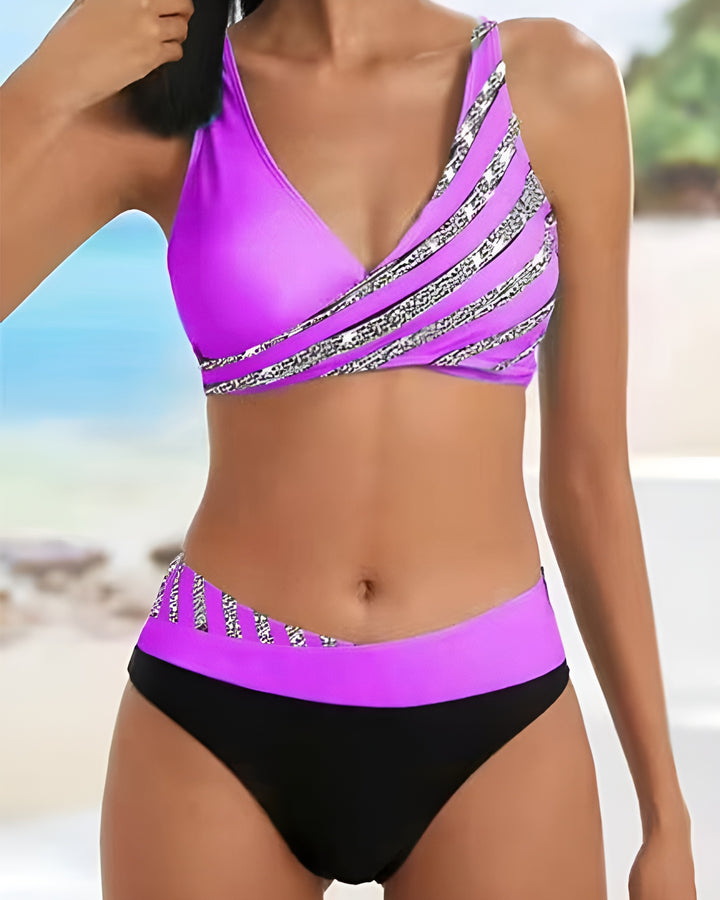 Ondrea | Asymmetrical Bikini Set with Printed Detail
