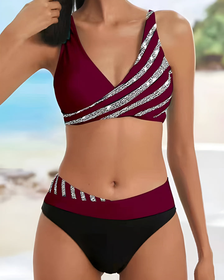 Ondrea | Asymmetrical Bikini Set with Printed Detail