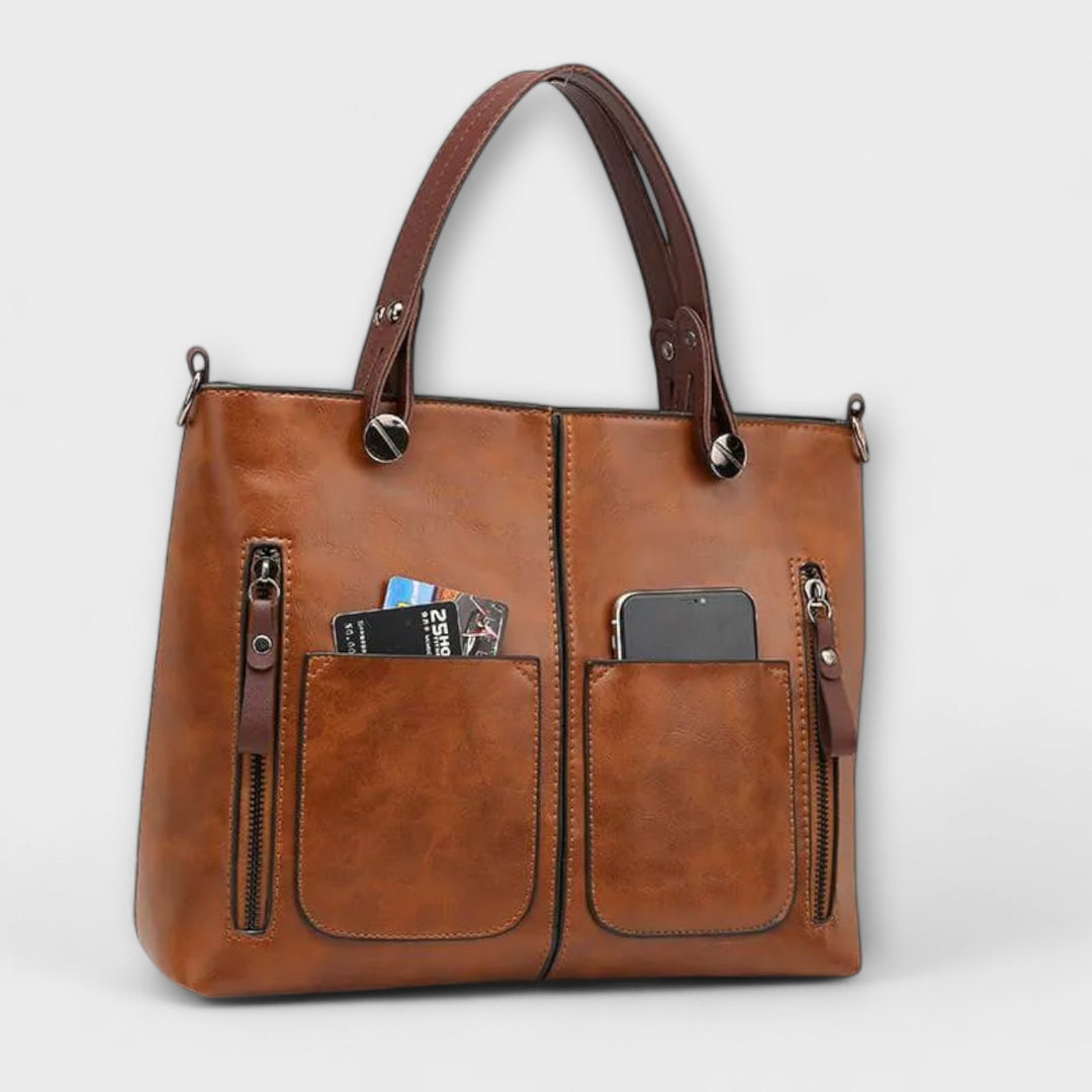 Orelie | Classic Tote Bag with Front Pockets