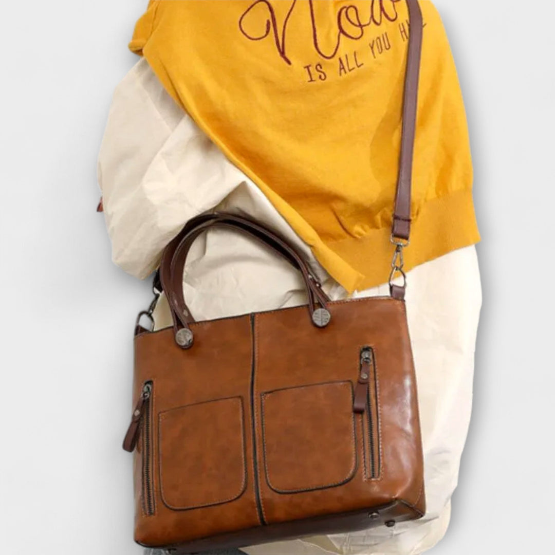 Orelie | Classic Tote Bag with Front Pockets