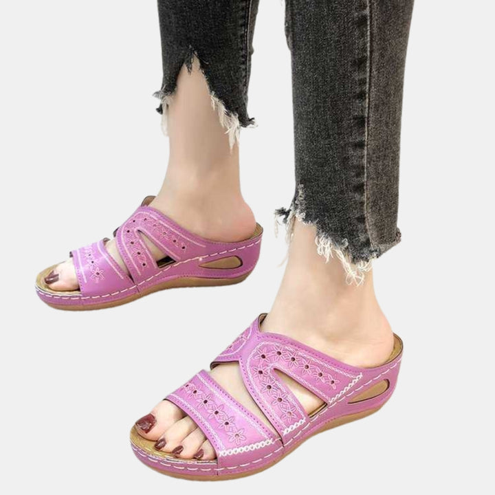 Orene | Classic Slide Sandals with Embroidered Straps