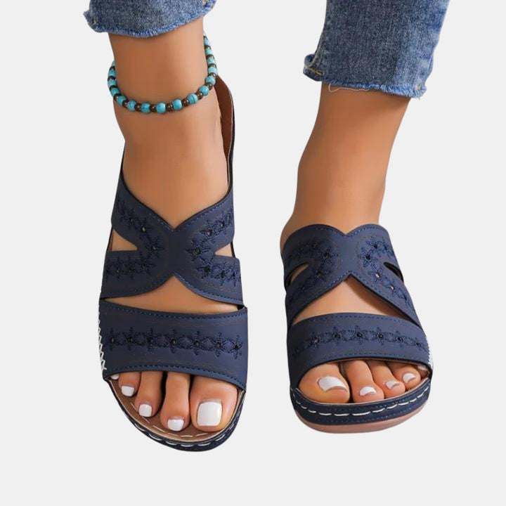 Orene | Classic Slide Sandals with Embroidered Straps
