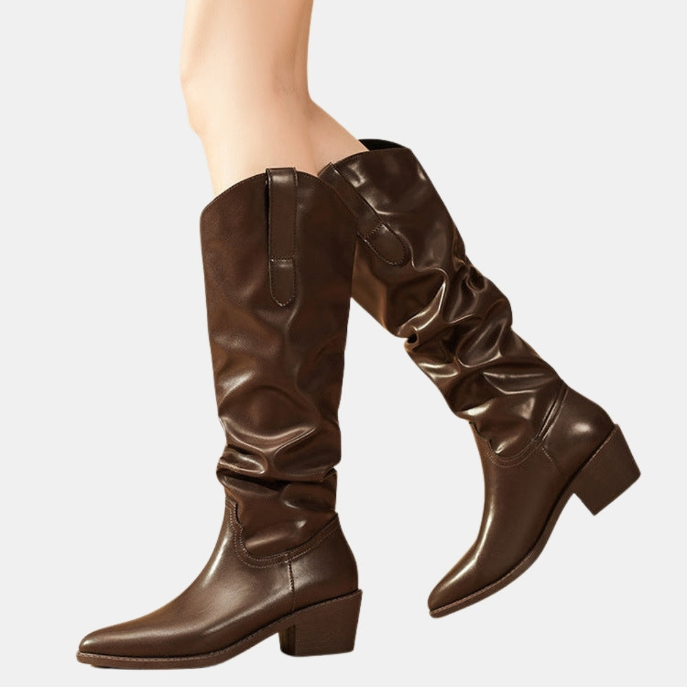 Orpha | Slouchy Knee High Boots with Block Heel