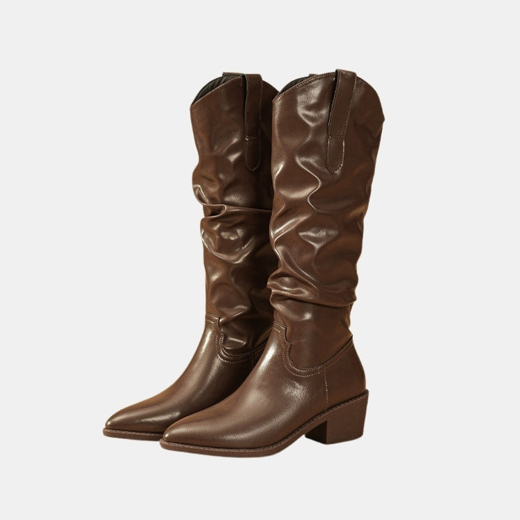 Orpha | Slouchy Knee High Boots with Block Heel