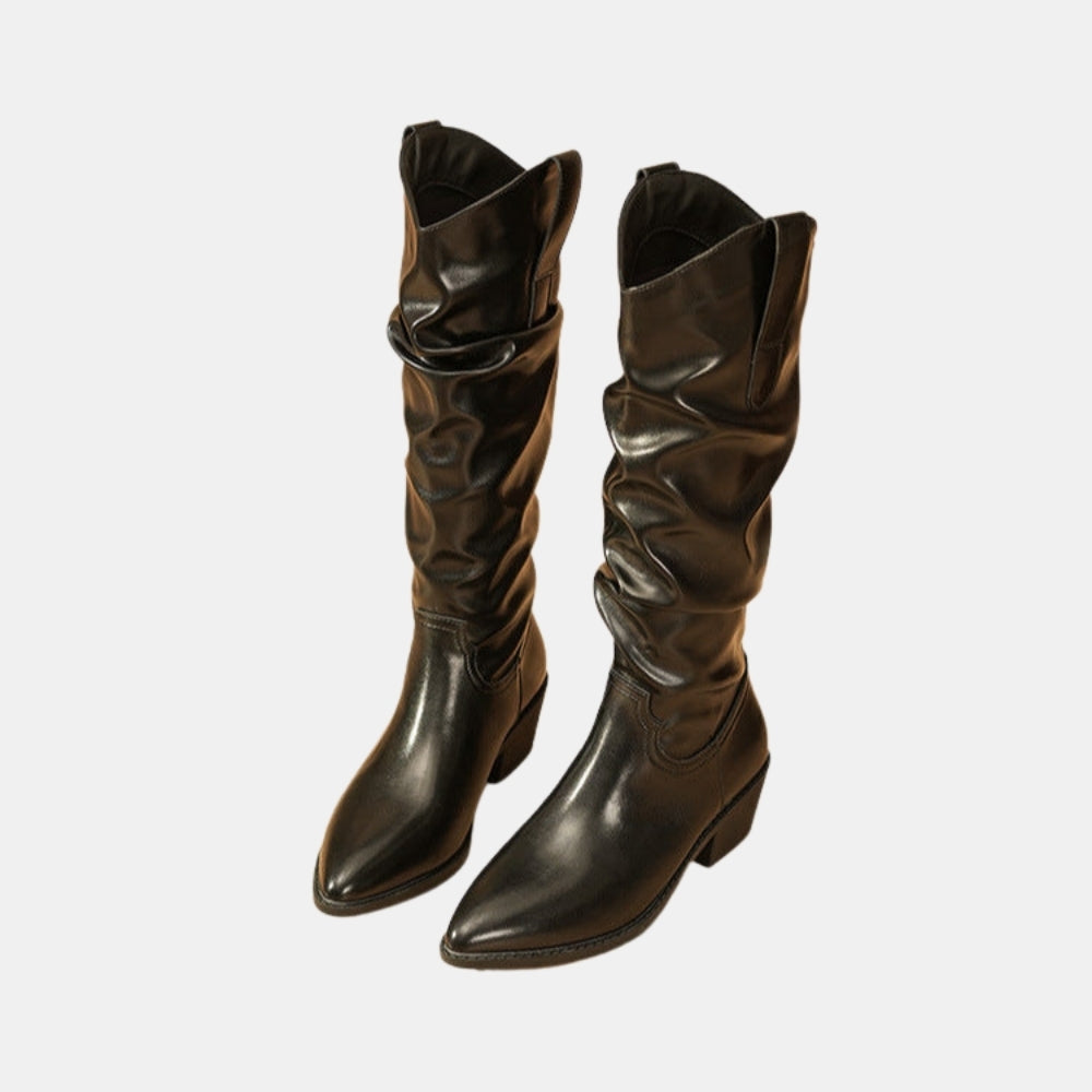 Orpha | Slouchy Knee High Boots with Block Heel