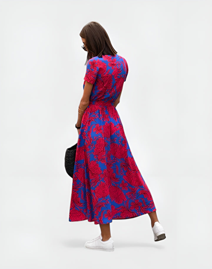 Oryndessa | Chic Wrap Midi Dress with Tie Waist