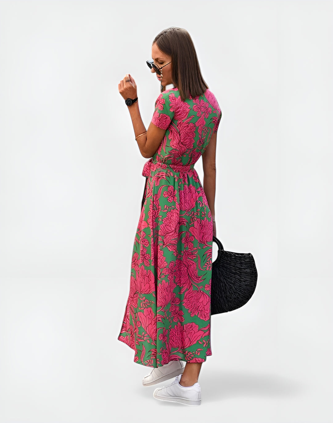 Oryndessa | Chic Wrap Midi Dress with Tie Waist