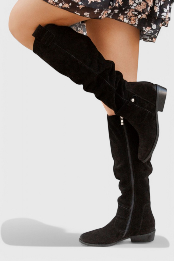 Osa | Stylish Slouchy Knee High Boots with Strap Detail