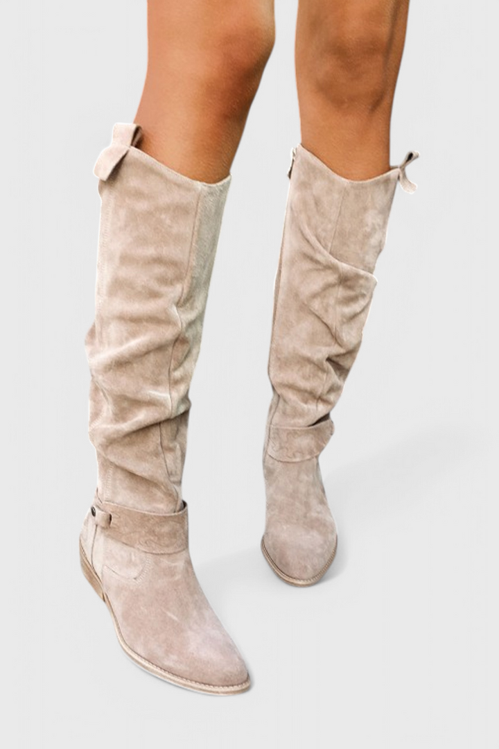 Osa | Stylish Slouchy Knee High Boots with Strap Detail