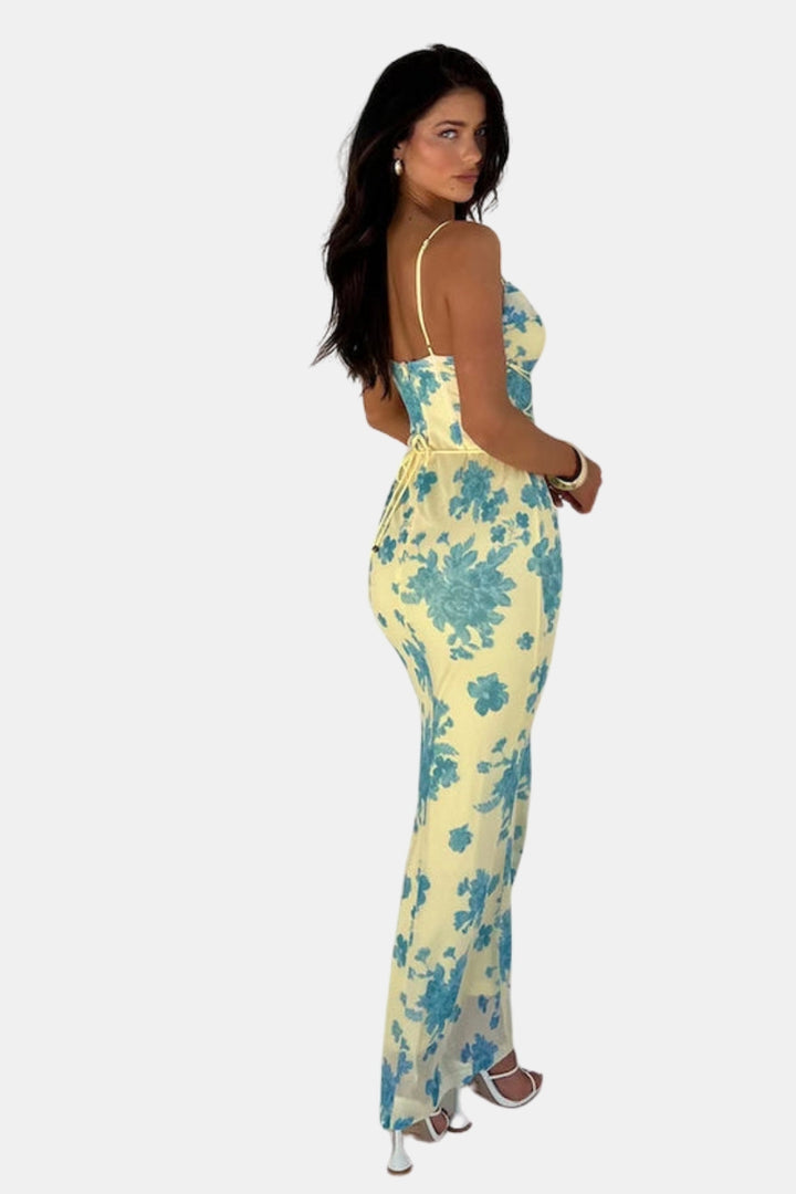 Ovelyssa | Wedding Guest Floral Maxi Dress with Cowl Neck