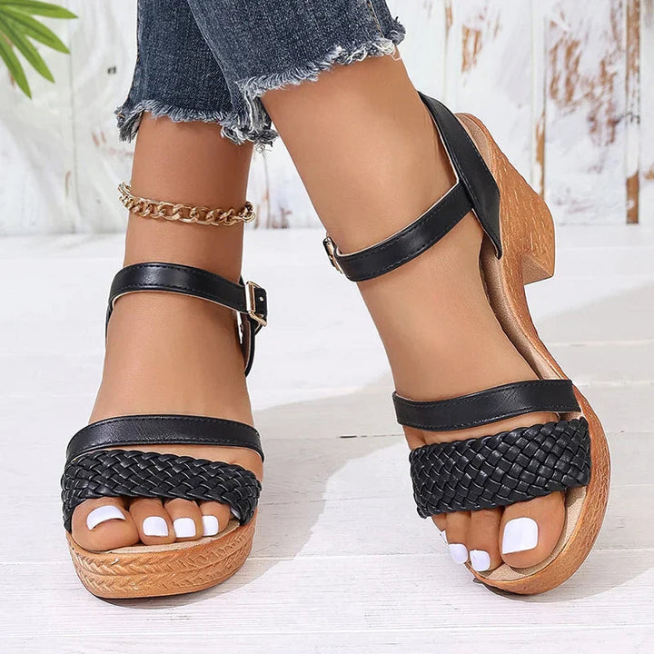Paige | Platform Sandals With Woven Strap