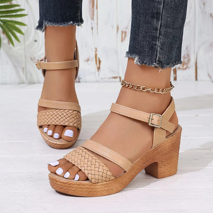 Paige | Platform Sandals With Woven Strap