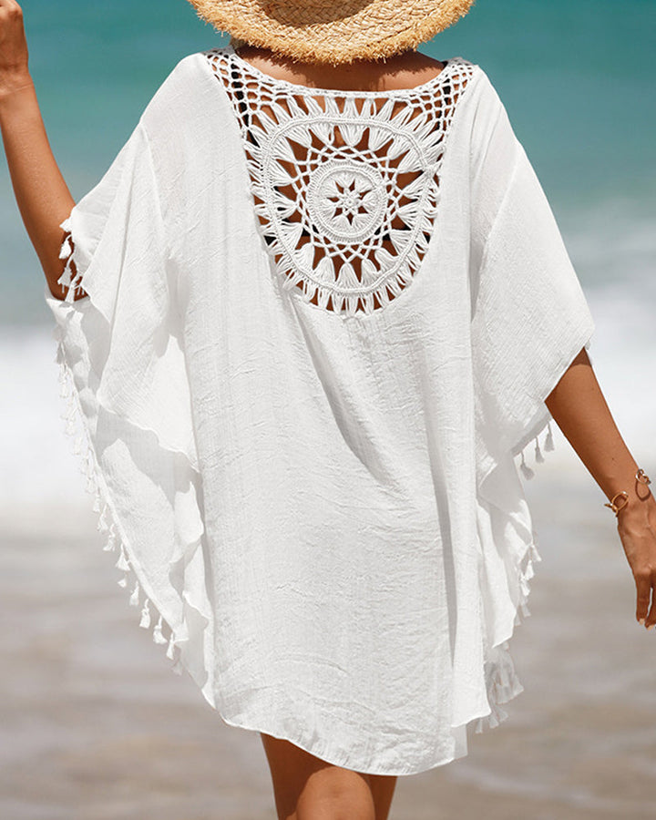 Pamela | Crochet Beach Cover Up with Tassel Hem