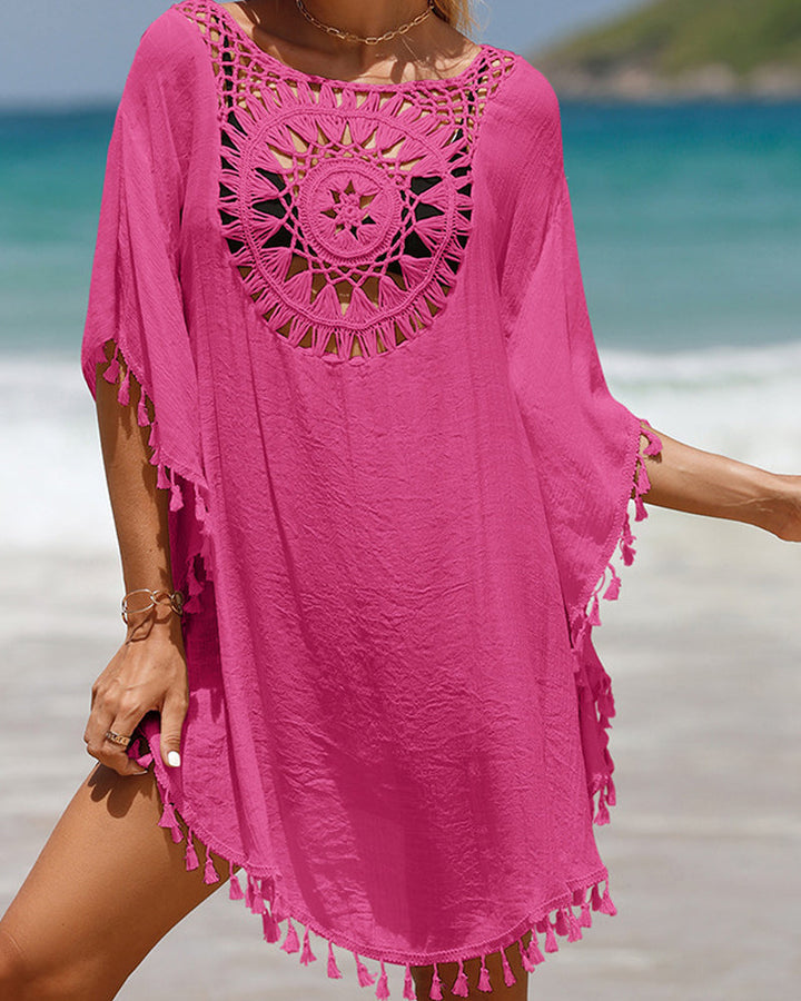 Pamela | Crochet Beach Cover Up with Tassel Hem