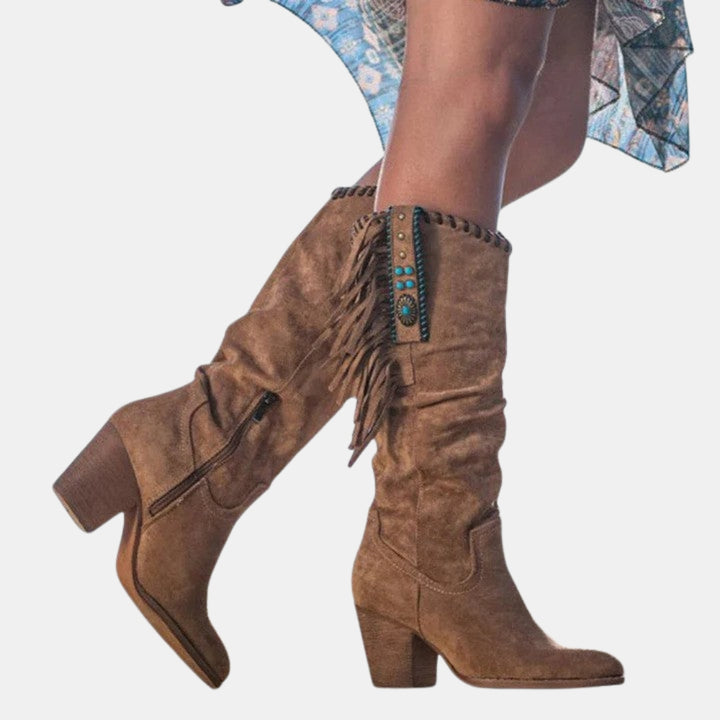 Pansy | Boho Western Boots with Fringe Detail