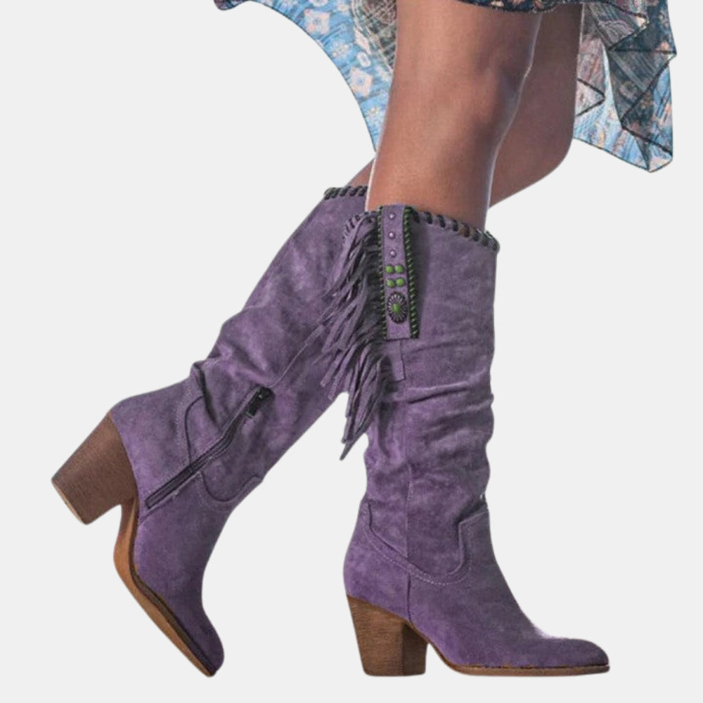 Pansy | Boho Western Boots with Fringe Detail