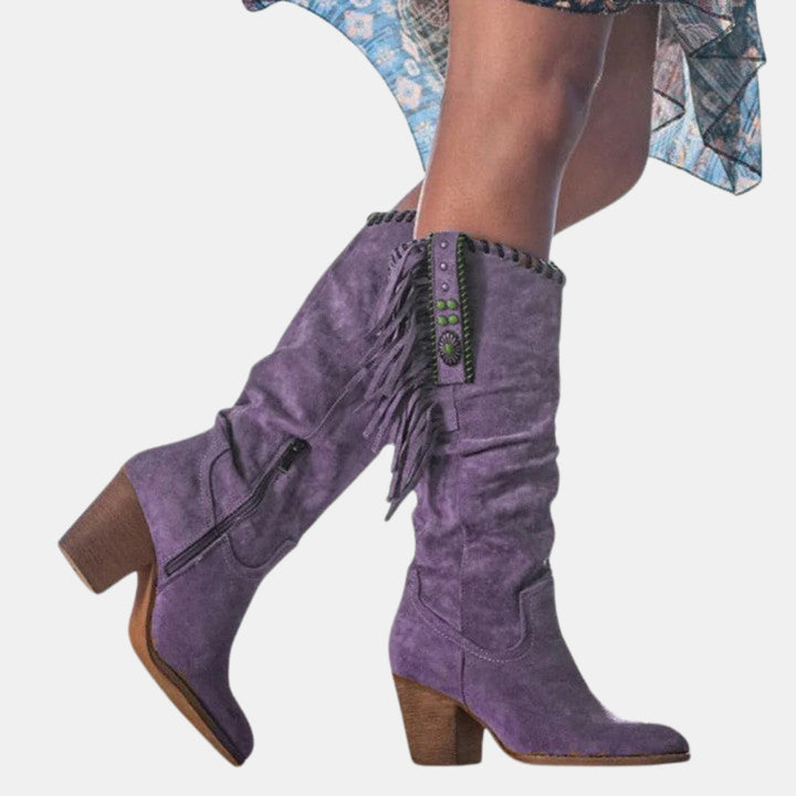 Pansy | Boho Western Boots with Fringe Detail