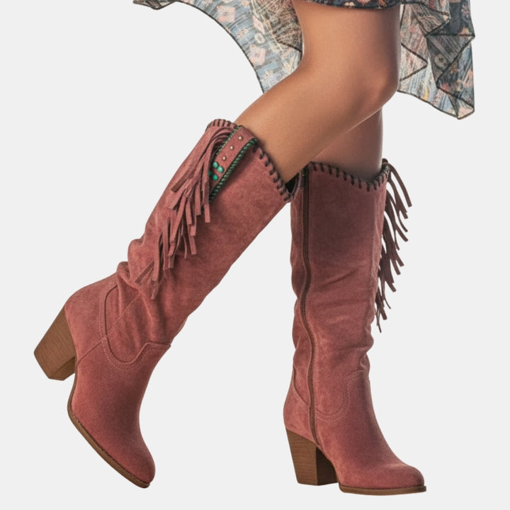 Pansy | Boho Western Boots with Fringe Detail