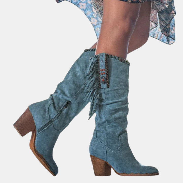 Pansy | Boho Western Boots with Fringe Detail
