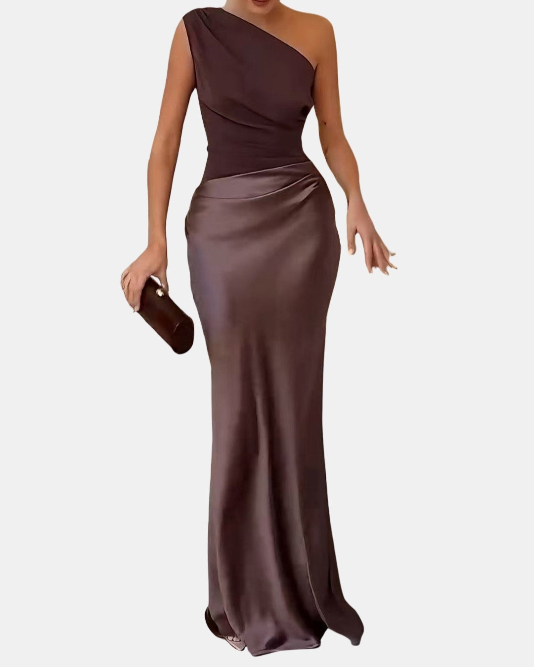 Paryvoria | Sophisticated One Shoulder Pleated Maxi Dress