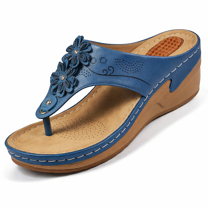 Patsie | Classic Wedge Sandals with Floral Detail