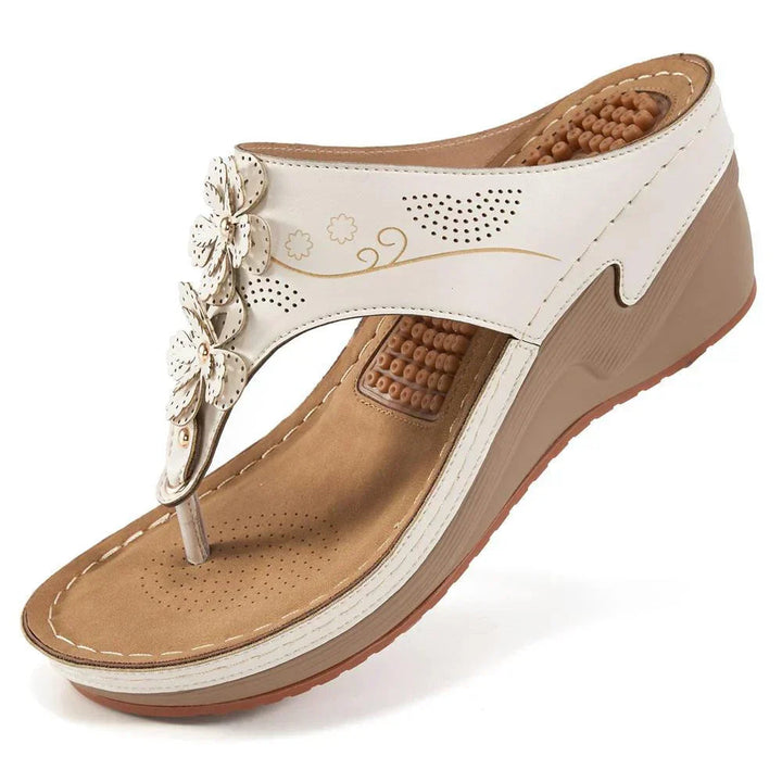 Patsie | Classic Wedge Sandals with Floral Detail