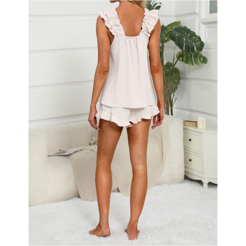 Paulette | Ruffle Trim Two Piece Lounge Set