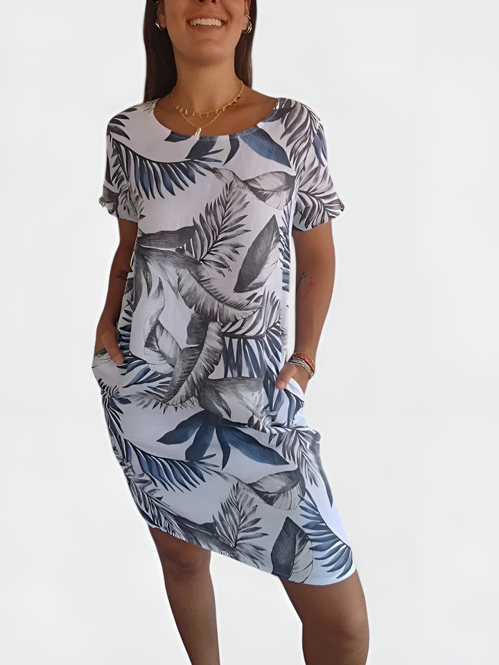 Pirevella | Casual Patterned Shift Dress with Pockets