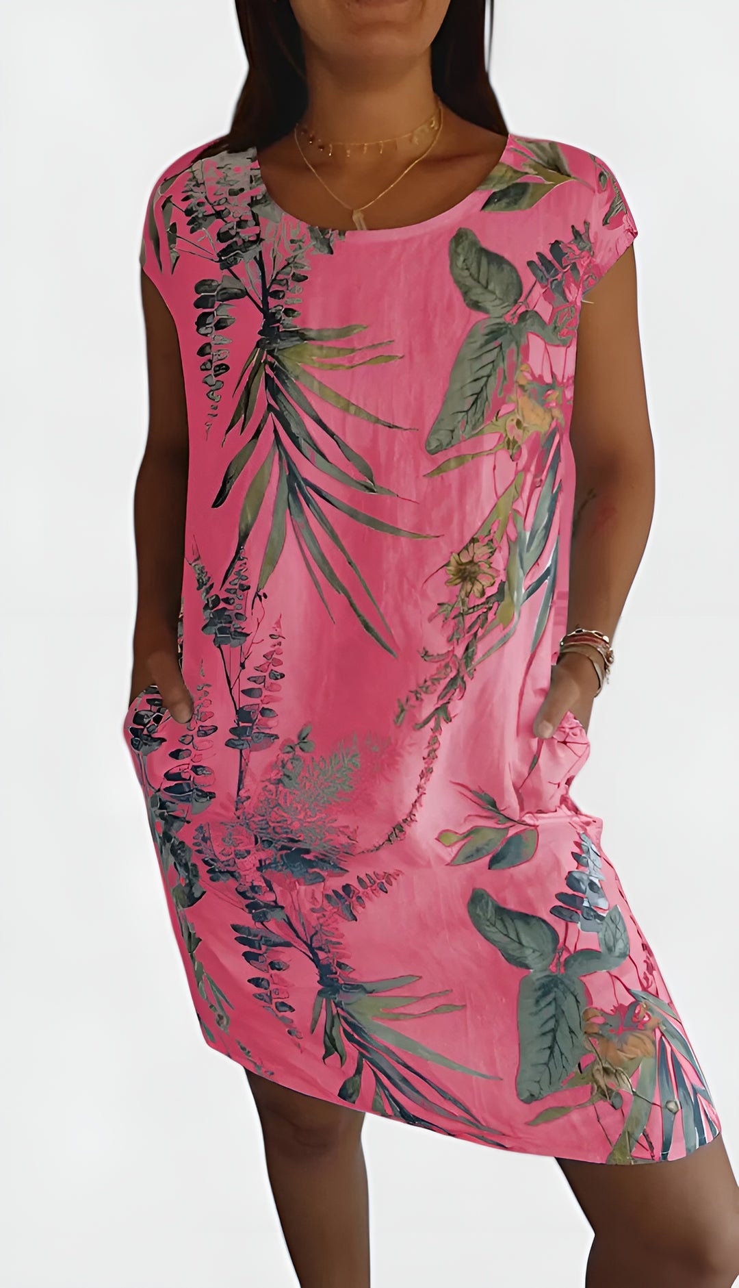 Pirevella | Casual Patterned Shift Dress with Pockets