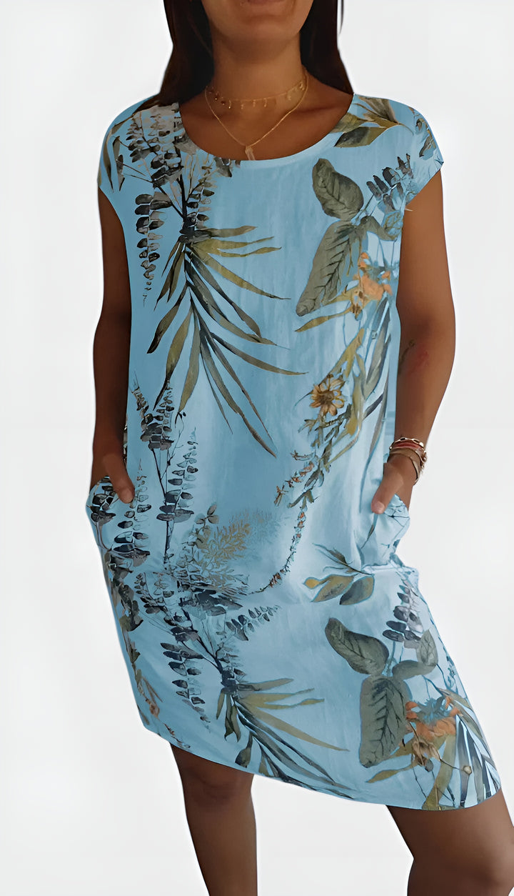 Pirevella | Casual Patterned Shift Dress with Pockets