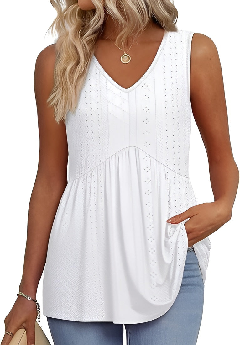 Pirezorra | Floral Sleeveless Top with V Neck