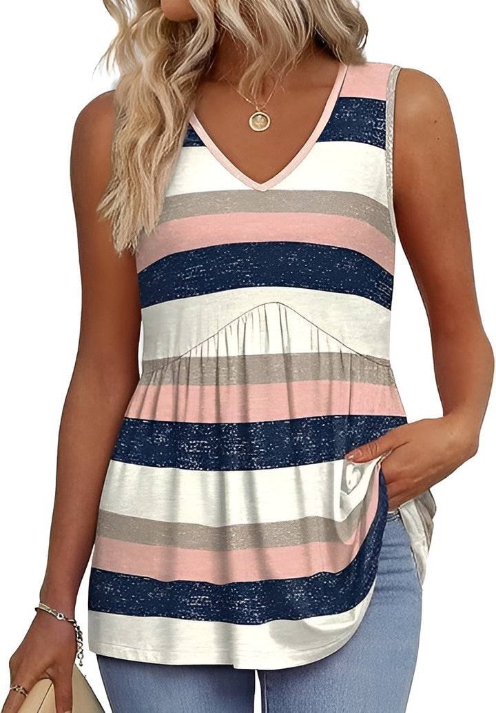 Pirezorra | Floral Sleeveless Top with V Neck