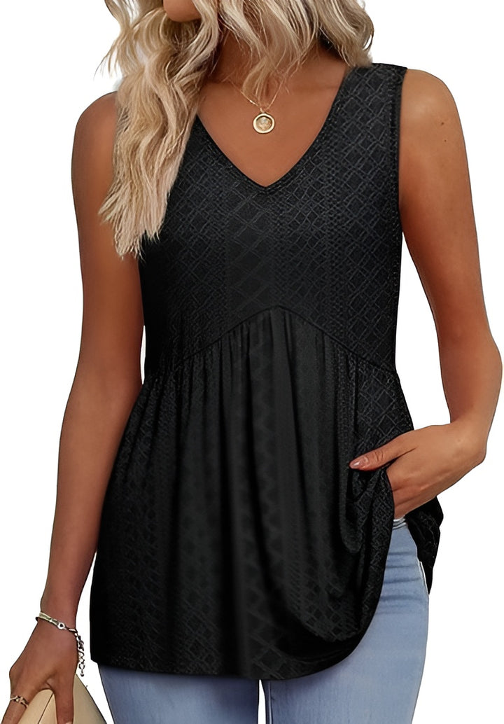 Pirezorra | Floral Sleeveless Top with V Neck