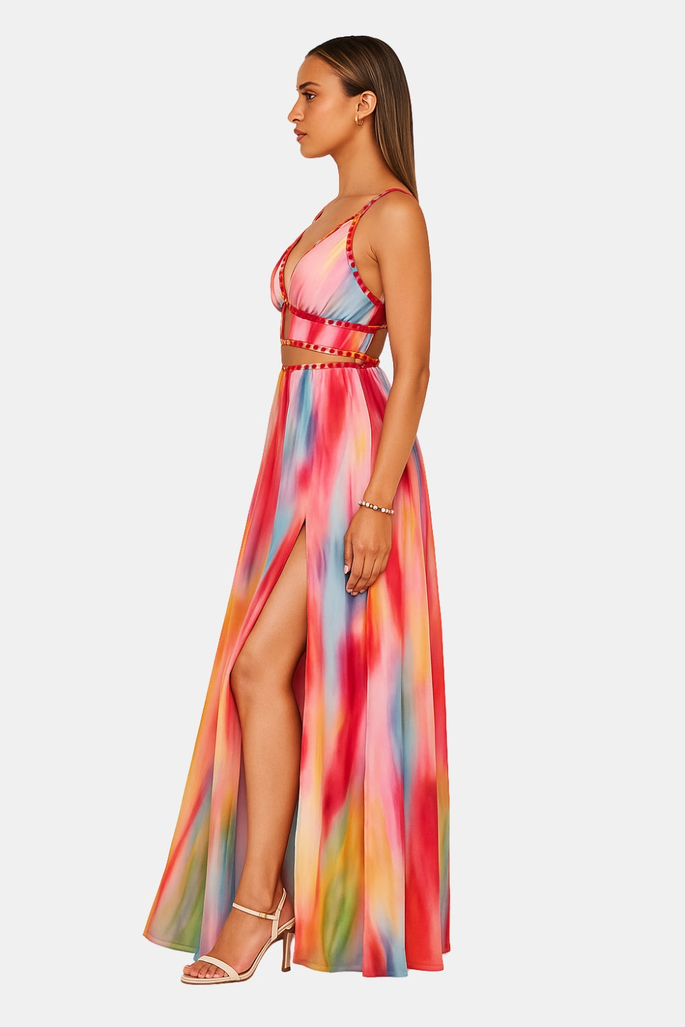 Poryzella | Modern Cut-Out Maxi Dress with Front Slit