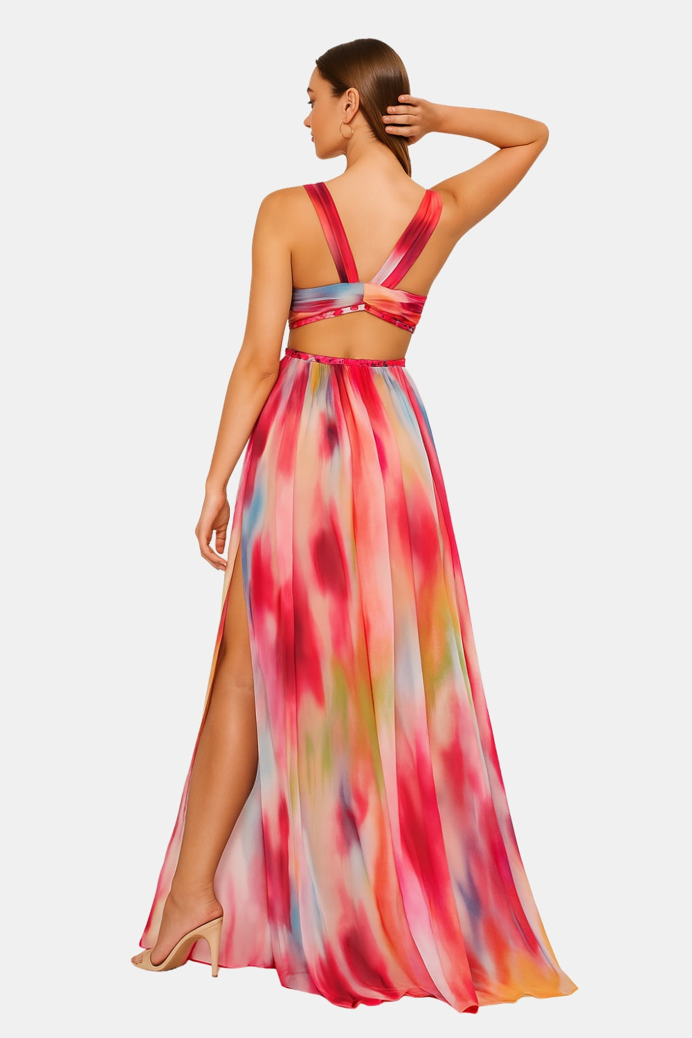 Poryzella | Modern Cut-Out Maxi Dress with Front Slit