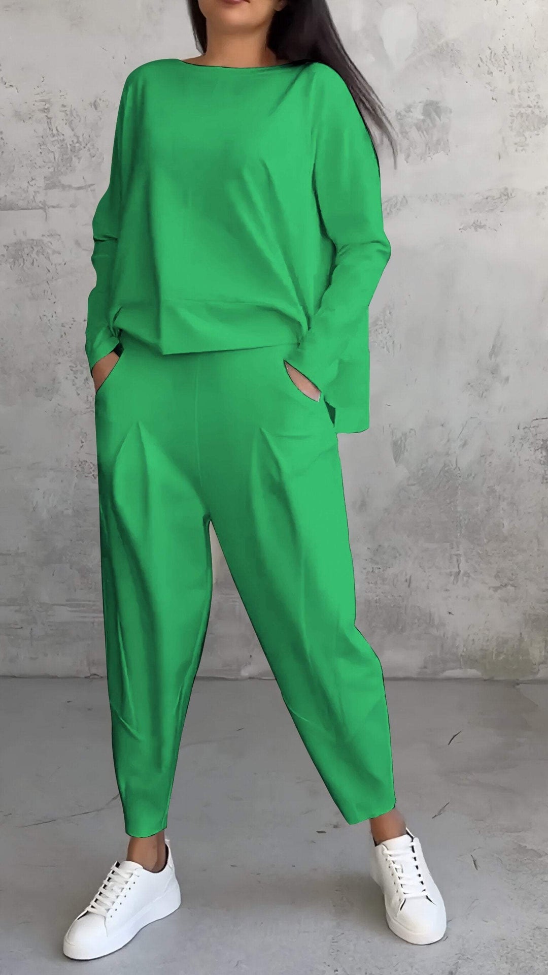 Priscilla | Modern Two Piece Set with Boat Neck Top and Tapered Pants