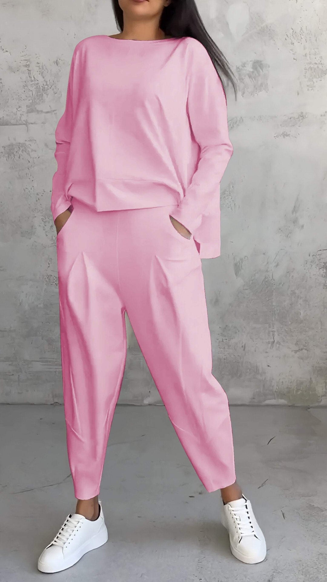Priscilla | Modern Two Piece Set with Boat Neck Top and Tapered Pants