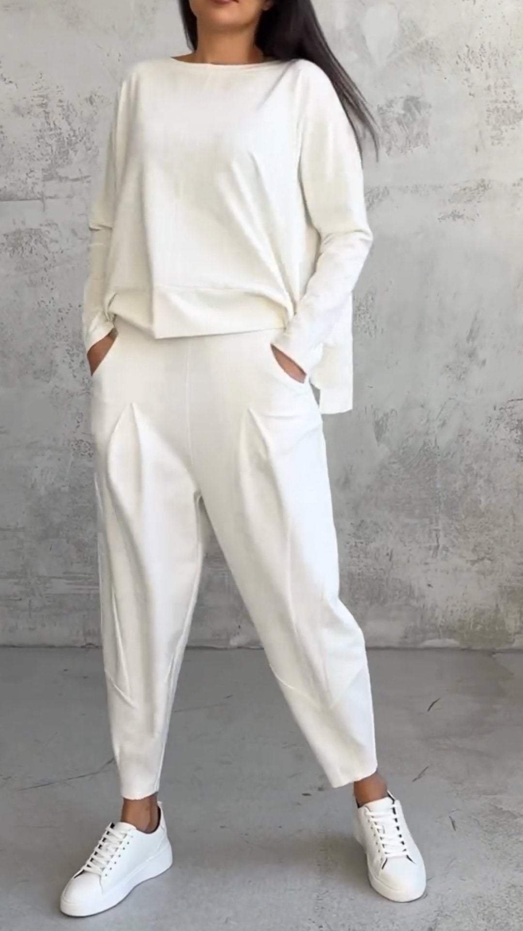 Priscilla | Modern Two Piece Set with Boat Neck Top and Tapered Pants