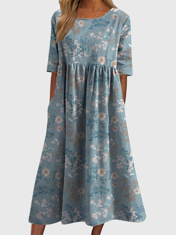 Prynnah | Patterned Relaxed Midi Dress with Pockets