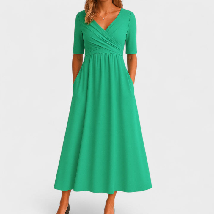 Rachel | Classic Wrap Midi Dress with Short Sleeves