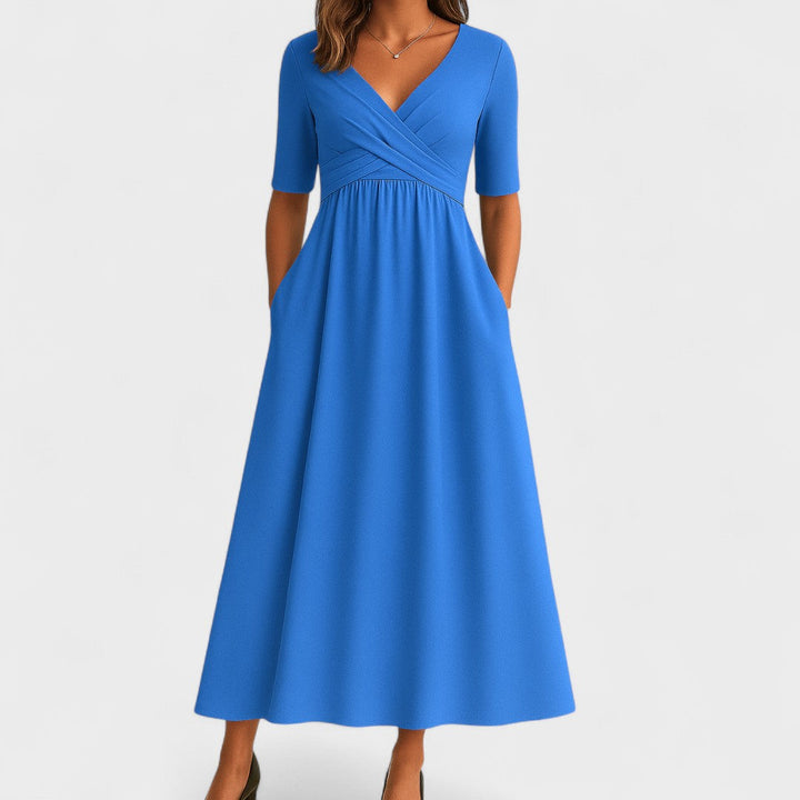 Rachel | Classic Wrap Midi Dress with Short Sleeves