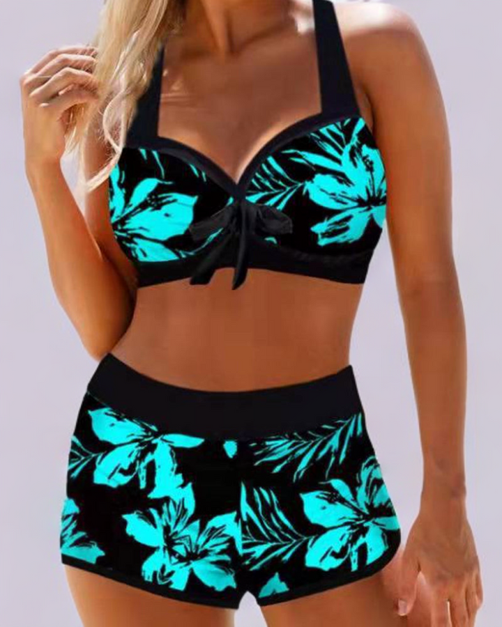 Rachelle | High Waisted Bikini Set with Floral Print