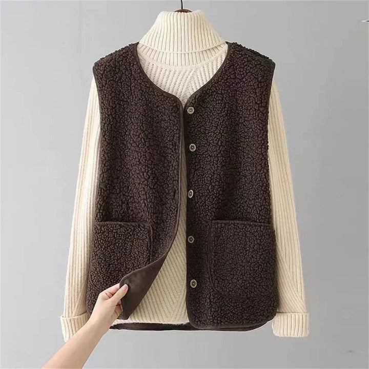 Raelynn | Textured Fleece Vest with Button Front