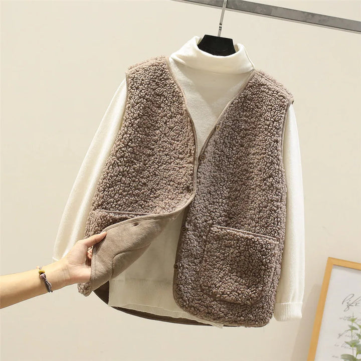 Raelynn | Textured Fleece Vest with Button Front