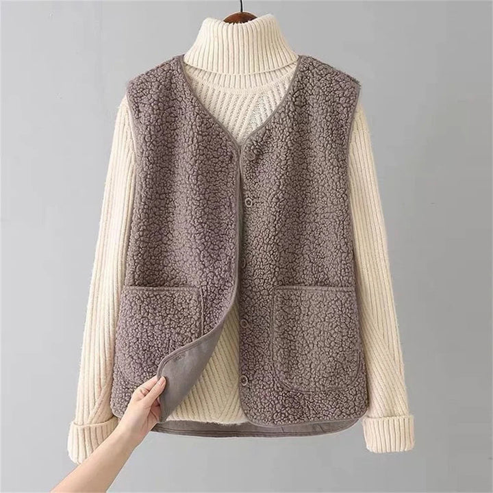 Raelynn | Textured Fleece Vest with Button Front
