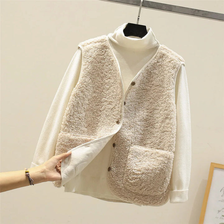 Raelynn | Textured Fleece Vest with Button Front