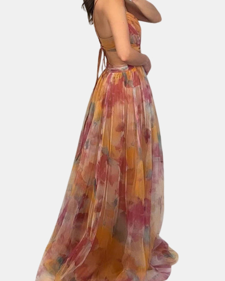 Ralyzoria | Elegant Pleated Maxi Dress with Spaghetti Straps