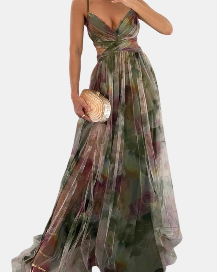 Ralyzoria | Elegant Pleated Maxi Dress with Spaghetti Straps